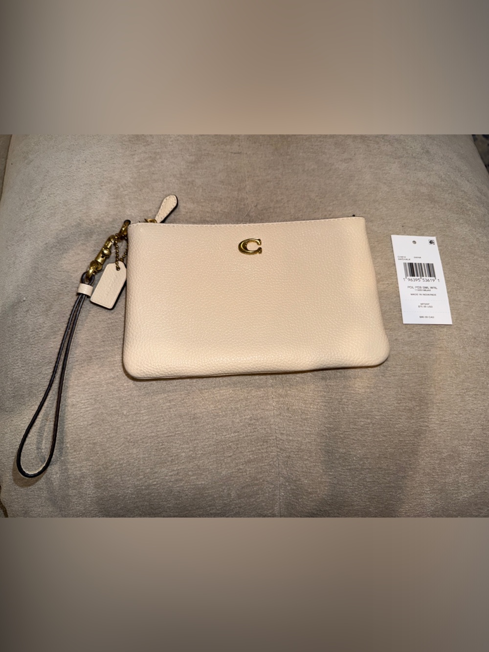 COACH Essential Small Wristlet in Chalk/Brass NWT